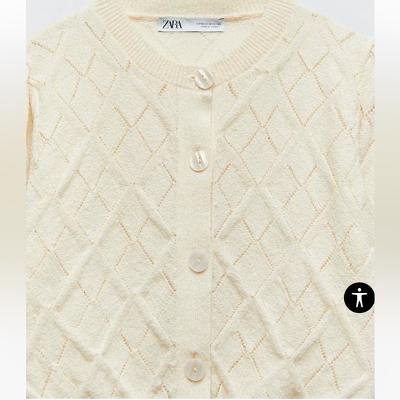 NWT Zara matching set pointelle knit crop top and cardigan in ecru - Picture 2 of 12